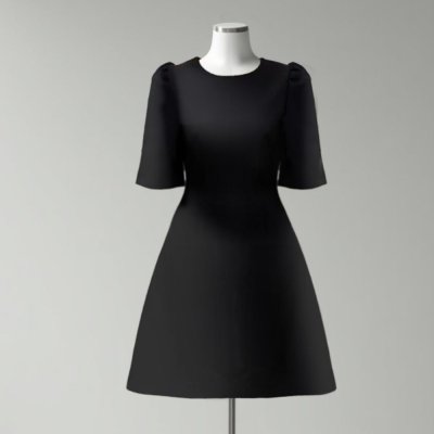 [LALAPIS ] เดรส เอเลแกนท์ แบล็ก เดรส สุภาพเรียบรอย  (LA360)