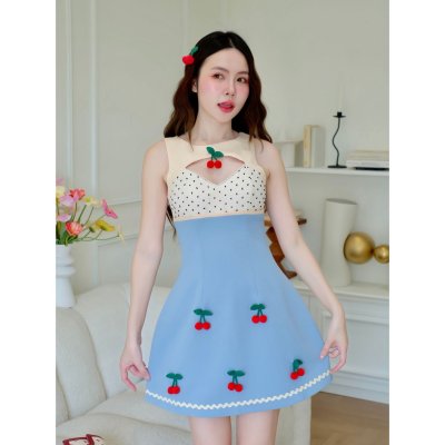 [LALAPIS ] มินิเดรส  เชอร์รี ป็อป มินิมอล (LA316)