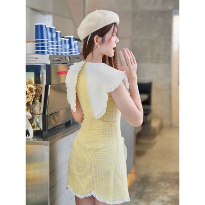 [LALAPIS ] มินิเดรส ชาร์ดอเนย์ วินเทจ (LA337)