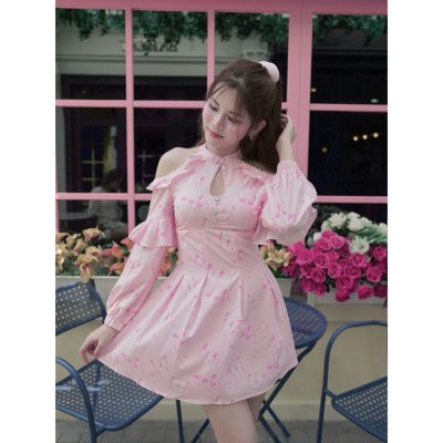 [LALAPIS ] มินิเดรส วิสเพอร์ส ออฟ เลิฟ แฟมีนีน LA353