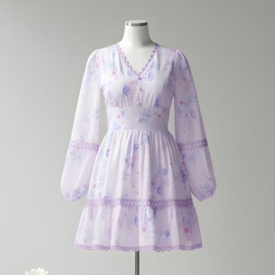 [LALAPIS ] มินิเดรส ป็อปปี้เพอร์เพิล ราพันเซล ชิลลี้ง (LA312)