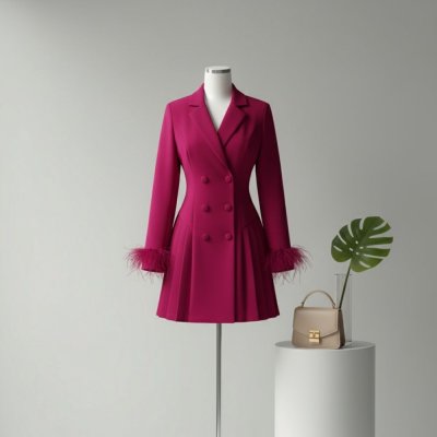 [LALAPIS ] มินิเดรส มาเจนต้า กูตูร์ ลักชัวรี LA346