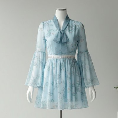 [LALAPIS ] มินิเดรส วิทรอเรียน บลูม วินเทจ (LA350)