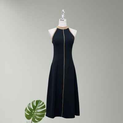 [LALAPIS ] มิดิเดรส ฮาโล แบล็ค มินิมอล (LA364)