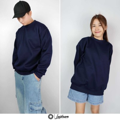 (งานแท้ ผ้าสำลี)เสื้อกันหนาวSweater สเวสเตอร์คอกลม แบรนด์ LAIIKRAM ผ้าสำลีเกรดพรีเมียม