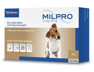 MILPRO 2.5MG/25MG (small dog ) 4 เม็ด