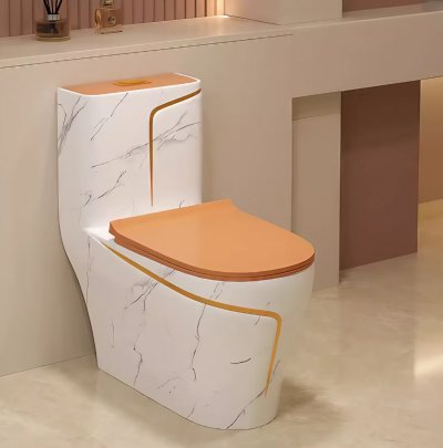 New orange household toilet pumping color simple ceramic toilet odor-proof small toilet toilet seat