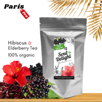 Hibiscus Elderberry Herbal Tea 100% organic  15 tea bags