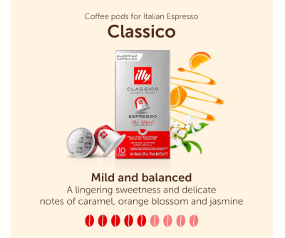 กาแฟ illy Coffee 30 Capsules Classico Espresso - Nespresso Compatible แคปซูลกาแฟ อิลลี่ Coffee Capsules จากอิตาลี