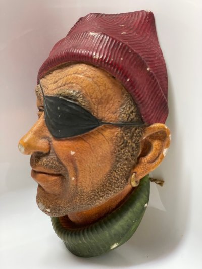 Vintage BOSSONS Chalkware "Smuggler The Pirate 1967" Wall Hanging Ornament