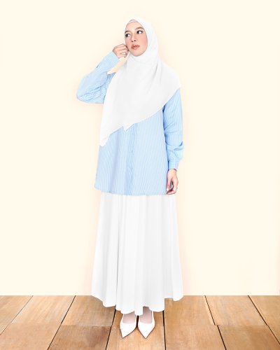 SHILLA STRIPE COTTON SHIRT - LIGHT BLUE