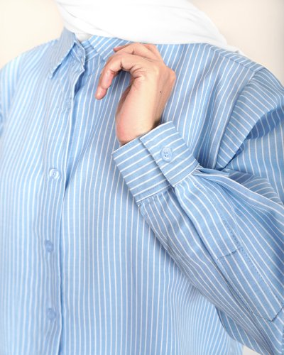 SHILLA STRIPE COTTON SHIRT - LIGHT BLUE SHILLA STRIPE COTTON SHIRT - LIGHT BLUE