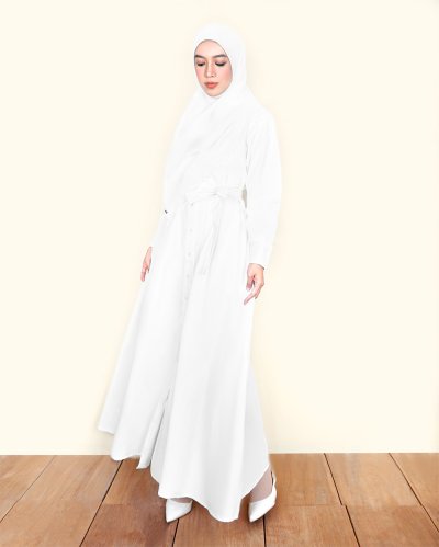 REEM COTTON DRESS - BROKEN WHITE REEM COTTON DRESS - BROKEN WHITE