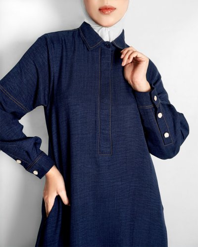QISYA DRESS - DARK BLUE DENIM