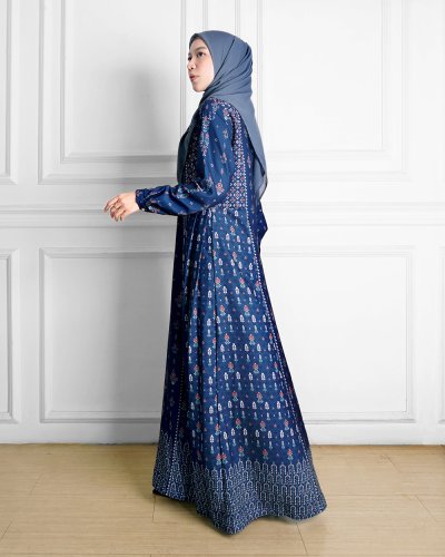 BUKHARA DRESS - PRINTED SIGNATURE DRESS - CLASSIC BLUE BUKHARA DRESS - PRINTED SIGNATURE DRESS - CLASSIC BLUE