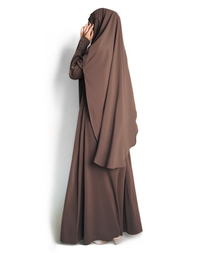 AISHA SET (Abaya & French Khimar) - MEDIUM - Coffee