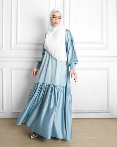 HAYYA DRESS - SATIN SILK DRESS-SKY BLUE