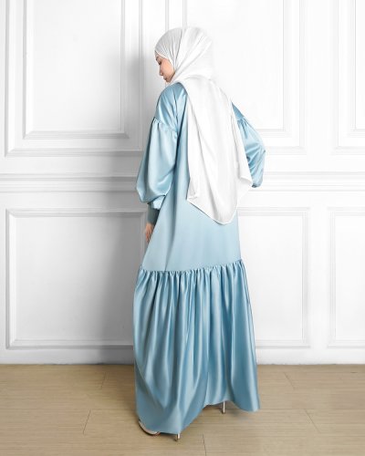 HAYYA DRESS - SATIN SILK DRESS-SKY BLUE