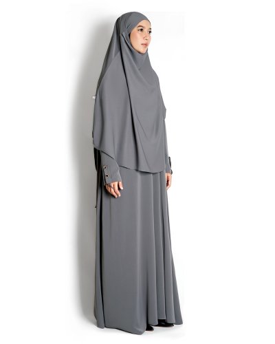 AISHA SET (Abaya & French Khimar) - MEDIUM - GREY