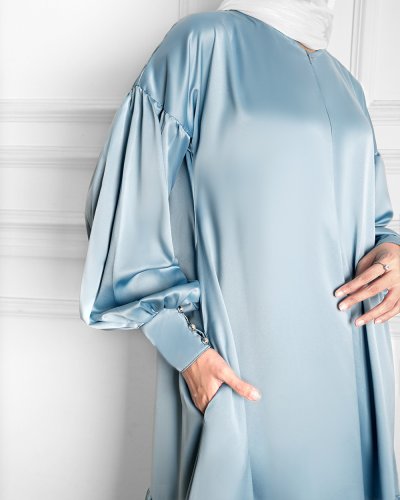 HAYYA DRESS - SATIN SILK DRESS-SKY BLUE