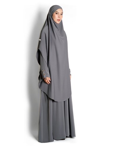 AISHA FRENCH KHIMAR - Large - Grey