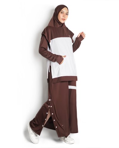 FARAH SPORT KHIMAR (TWO TONE) - DARK BROWN