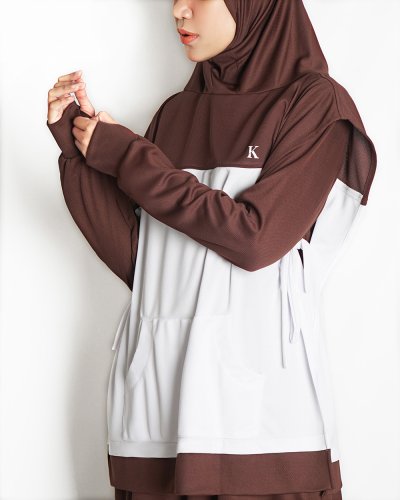 FARAH SPORT KHIMAR (TWO TONE) - DARK BROWN