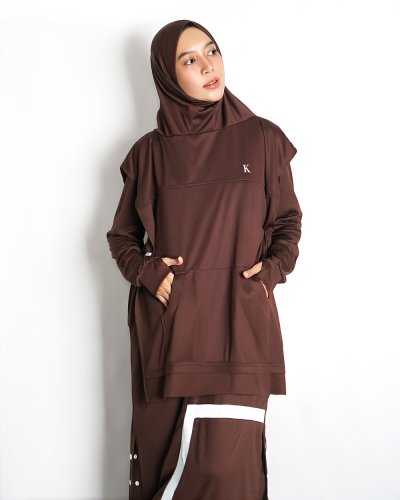 FARAH SPORT KHIMAR (PLAIN/POLOS) - DARK BROWN