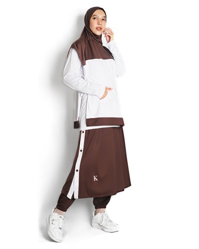 FARAH SPORT KHIMAR (TWO TONE) - DARK BROWN