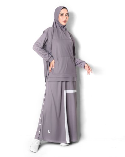 KHAULA DRESS - GREY PURPLE