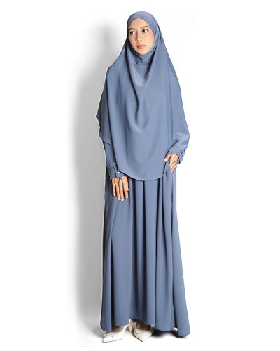 AISHA SET (Abaya & French Khimar) - MEDIUM - BlueDenim