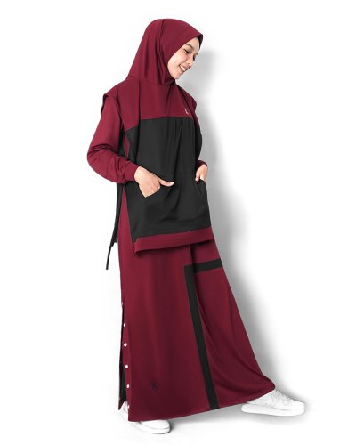 FARAH SPORT KHIMAR (TWO TONE) - MAROON FARAH SPORT KHIMAR (TWO TONE) - MAROON