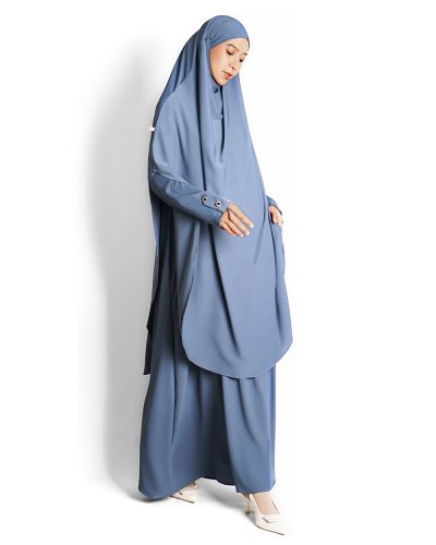 AISHA SET (Abaya & French Khimar) - LARGE - BlueDenim