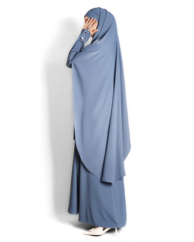 AISHA SET (Abaya & French Khimar) - LARGE - BlueDenim