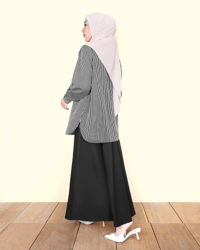 SHILLA STRIPE COTTON SHIRT - BLACK