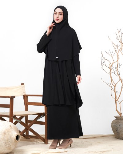 HAVA FULL SET (TUNIC, SKIRT, AND HIJAB)- BLACK