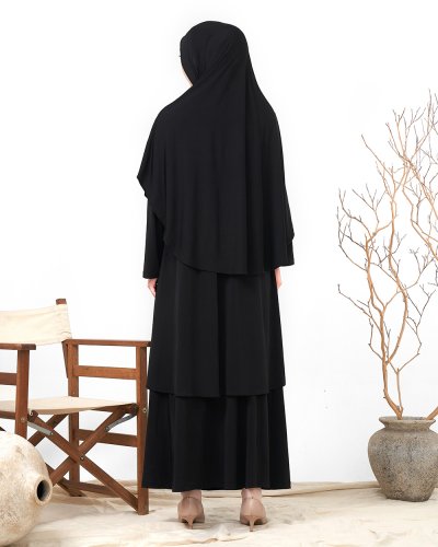 HAVA FULL SET (TUNIC, SKIRT, AND HIJAB)- BLACK