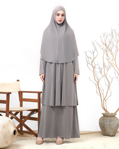 HAVA ONE SET (TUNIC & SKIRT ONLY)-GREY