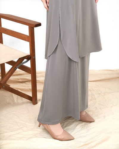 HAVA FULL SET (TUNIC, SKIRT, AND HIJAB)- GREY