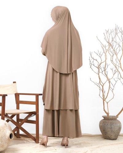 HAVA FULL SET (TUNIC, SKIRT, AND HIJAB)- MOCHA