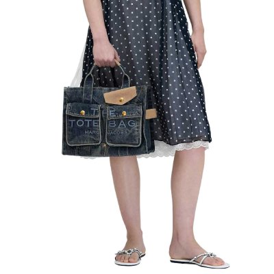 THE DENIM SUEDE MEDIUM CARGO TOTE BAG