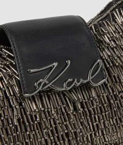 KARL LAGERFELD - K/SIGNATURE BEADED MOON BAG