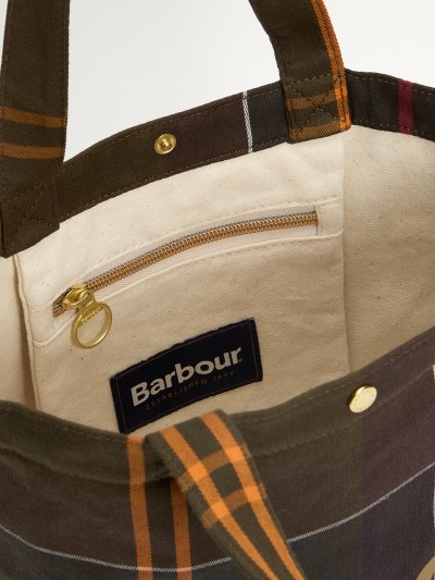 BARBOUR MINI TELFIELD TARTAN TOTE BAG