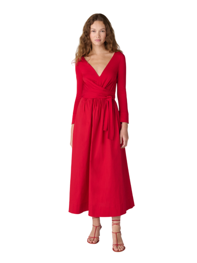 DVF BALLERINA WRAP DRESS SCARLET