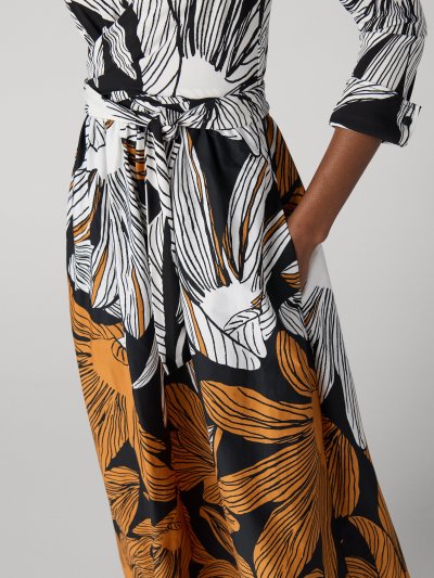 DVF	BALLERINA WRAP DRESS TIGER LILY BLACK PLACEMENT