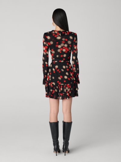 DVF NOELLE DRESS SHIP LIGHTS BLACK