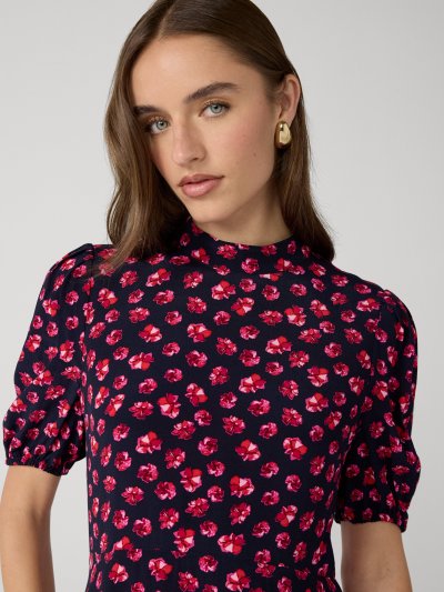 DVF DOLLY DRESS HIBISCUS DOT MARITIME
