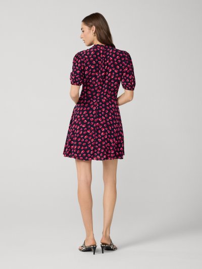 DVF DOLLY DRESS HIBISCUS DOT MARITIME