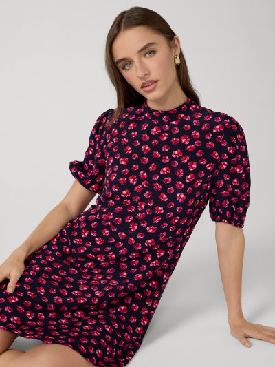 DVF DOLLY DRESS HIBISCUS DOT MARITIME