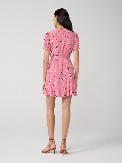 DVF EMILIA MINI DRESS TINY ISLAND ORCHID BOUQUET BERRY KISS